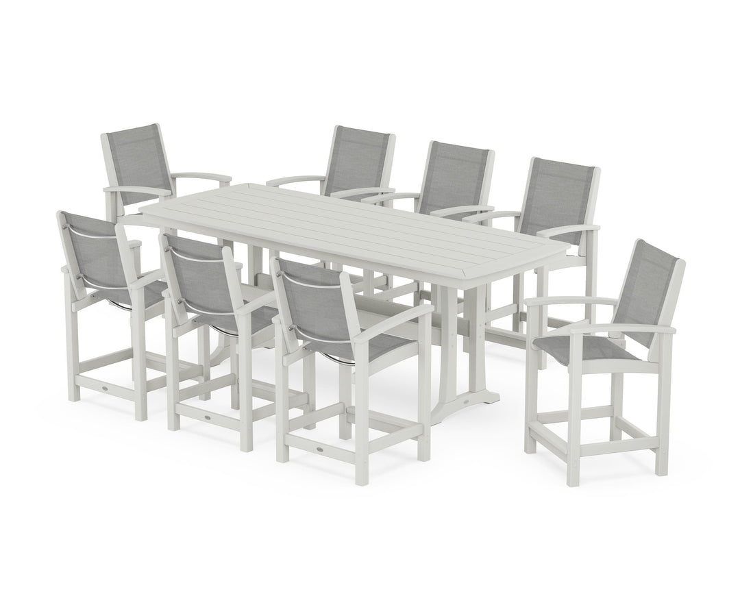 POLYWOOD® Coastal 9-Piece Counter Set with Trestle Legs