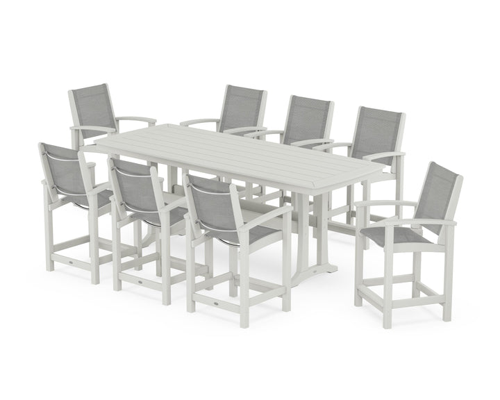 POLYWOOD® Coastal 9-Piece Counter Set with Trestle Legs