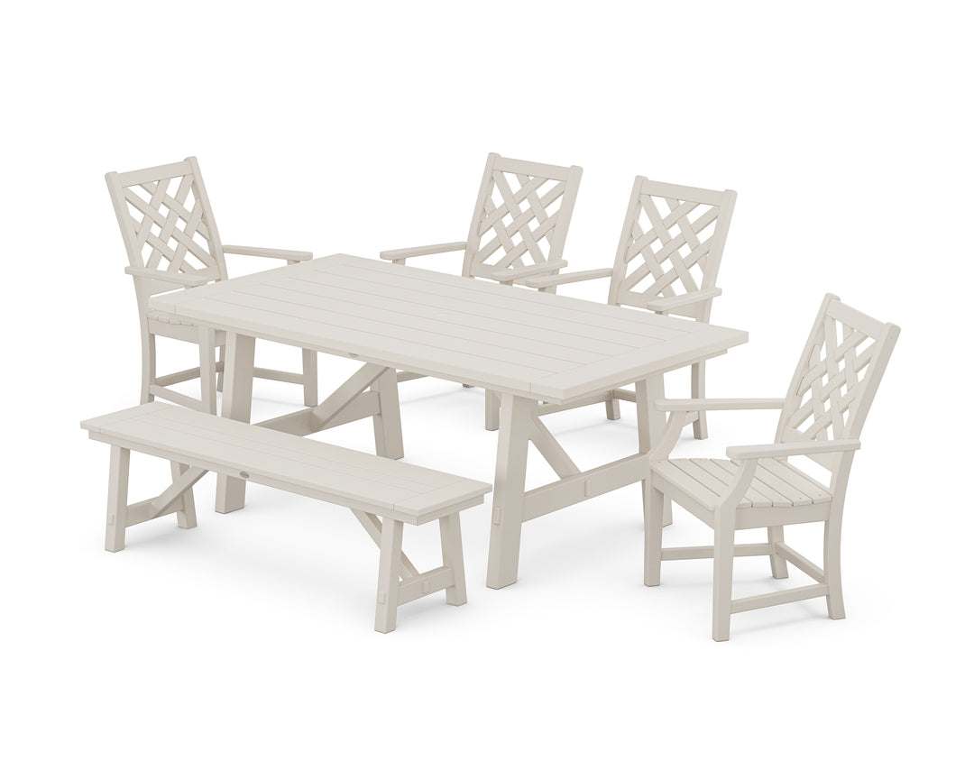 Country Living Wovendale 6-Piece Rustic Farmhouse Dining Set with Bench