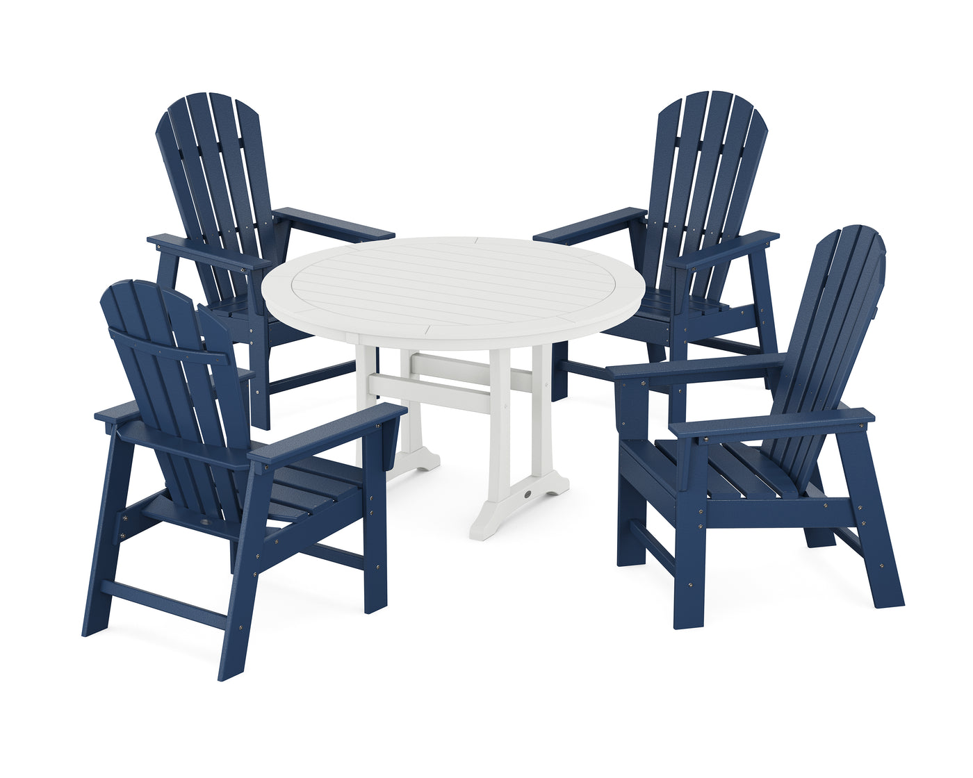 South Beach 5-Piece Round Dining Set with Trestle Legs