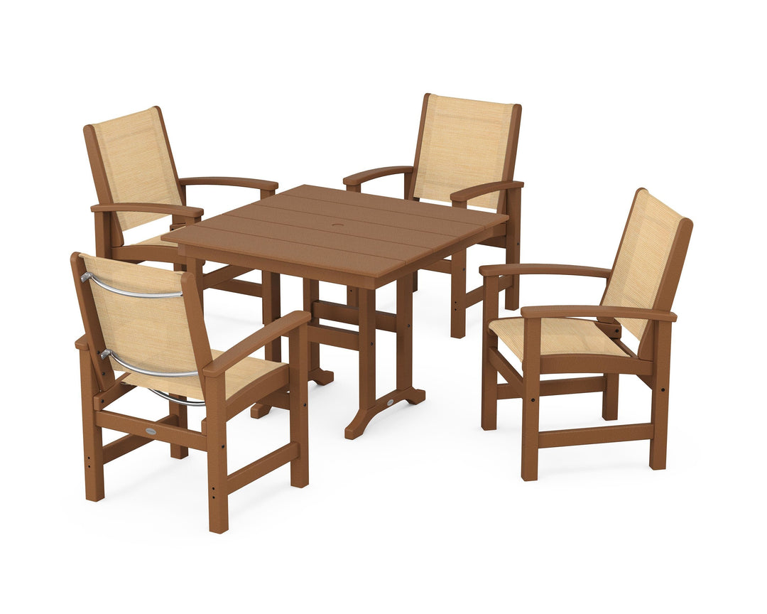 POLYWOOD® Coastal 5-Piece Farmhouse Dining Set