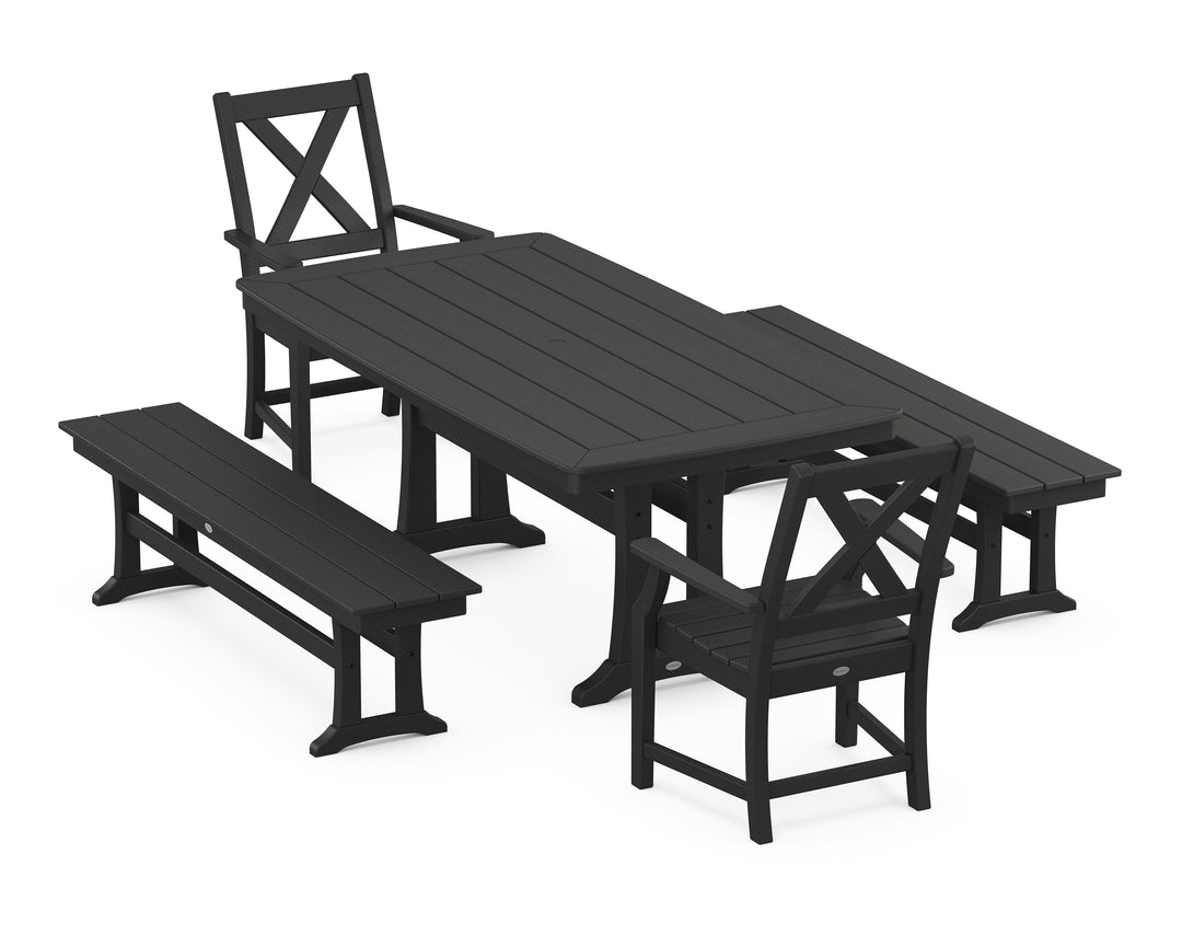 POLYWOOD® Braxton 5-Piece Dining Set with Trestle Legs