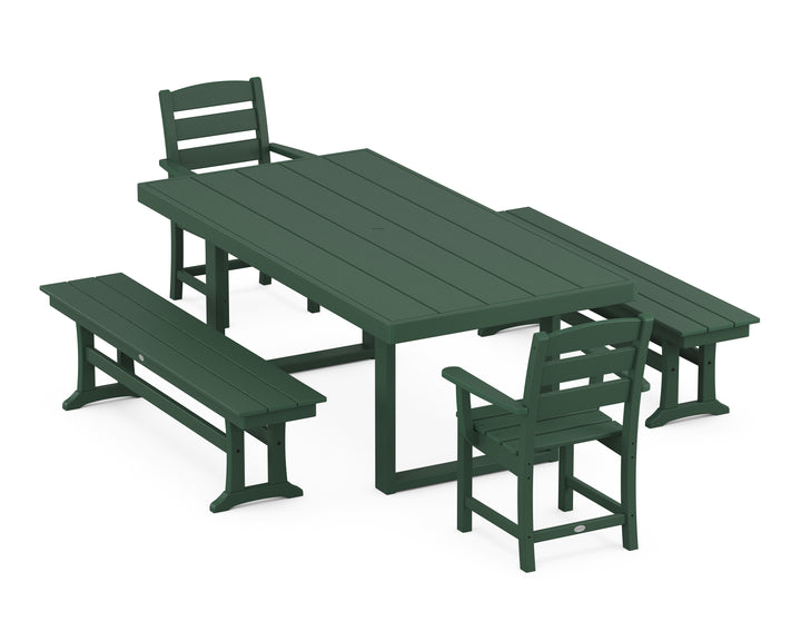 POLYWOOD® Lakeside 5-Piece Dining Set with Benches