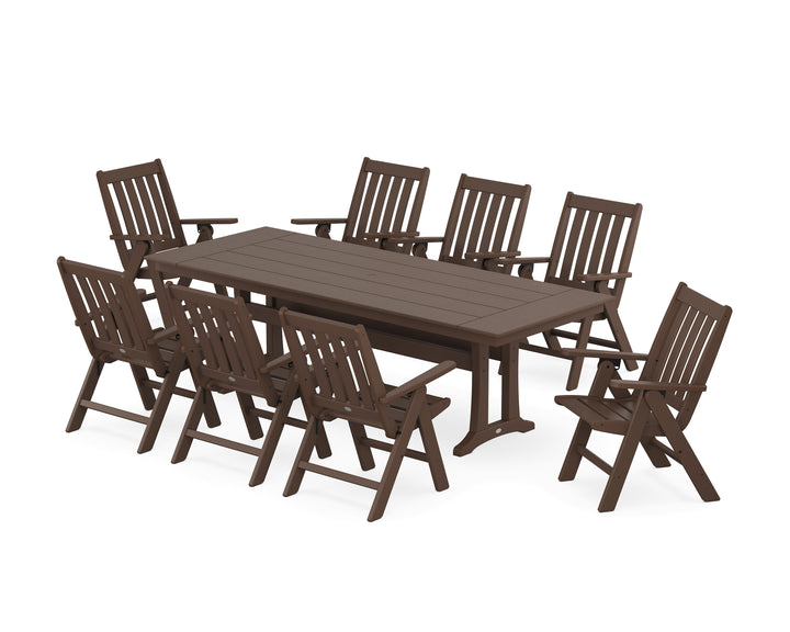 POLYWOOD® Vineyard Folding 9-Piece Farmhouse Dining Set with Trestle Legs