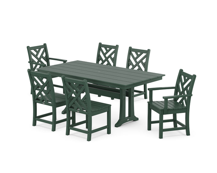 POLYWOOD® Chippendale 7-Piece Farmhouse Trestle Dining Set