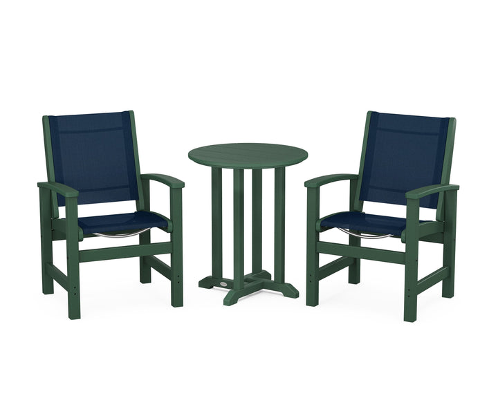 POLYWOOD® Coastal 3-Piece Round Bistro Dining Set