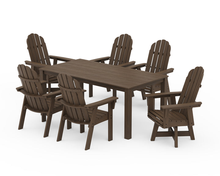 POLYWOOD® Vineyard Curveback Adirondack 7-Piece Parsons Swivel Dining Set