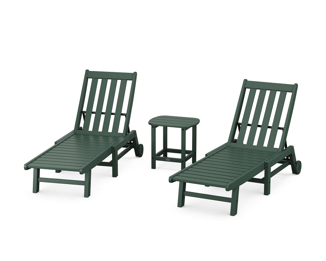 POLYWOOD® Vineyard 3-Piece Chaise with Wheels Set