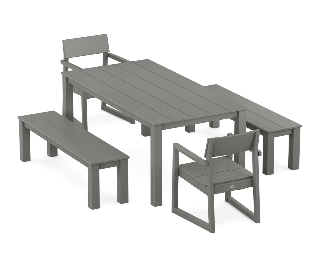POLYWOOD® EDGE 5-Piece Parsons Dining Set with Benches