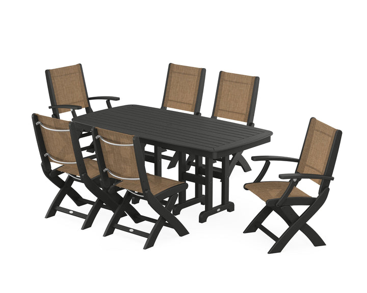 POLYWOOD® Coastal Folding Chair 7-Piece Dining Set