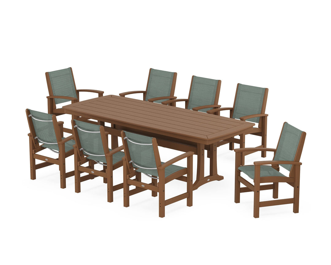 POLYWOOD® Coastal 9-Piece Dining Set with Trestle Legs