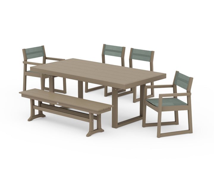 POLYWOOD® EDGE Sling 6-Piece Dining Set with Bench