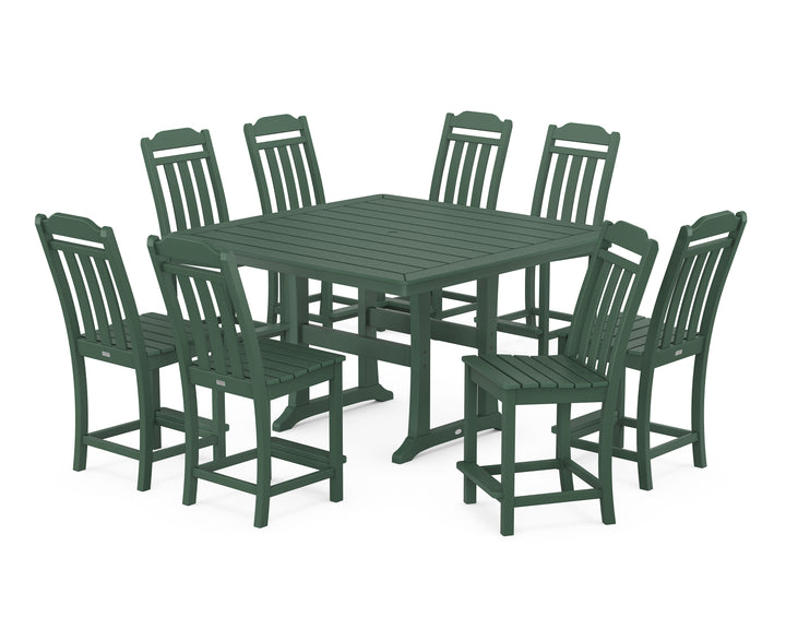 Country Living Cottage 9-Piece Square Side Chair Counter Set with Trestle Legs