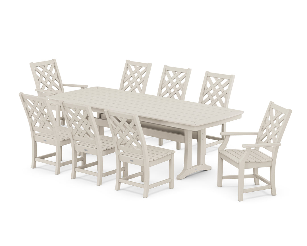 Country Living Wovendale 9-Piece Dining Set with Trestle Legs