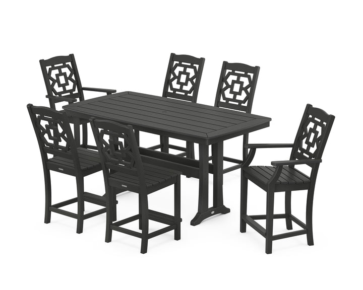 Martha Stewart by POLYWOOD® Chinoiserie 7-Piece Counter Set with Trestle Legs