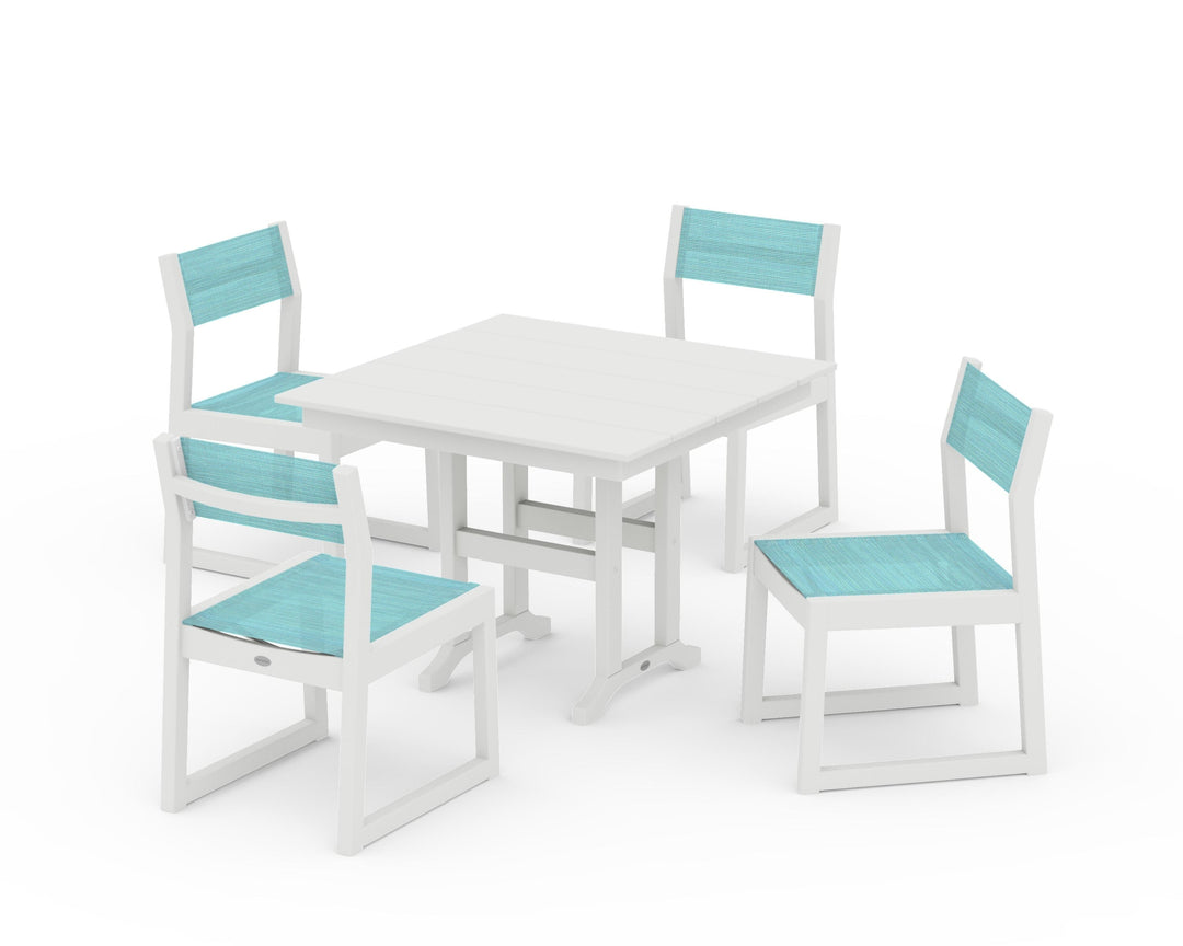 POLYWOOD® EDGE Sling Side Chair 5-Piece Farmhouse Dining Set