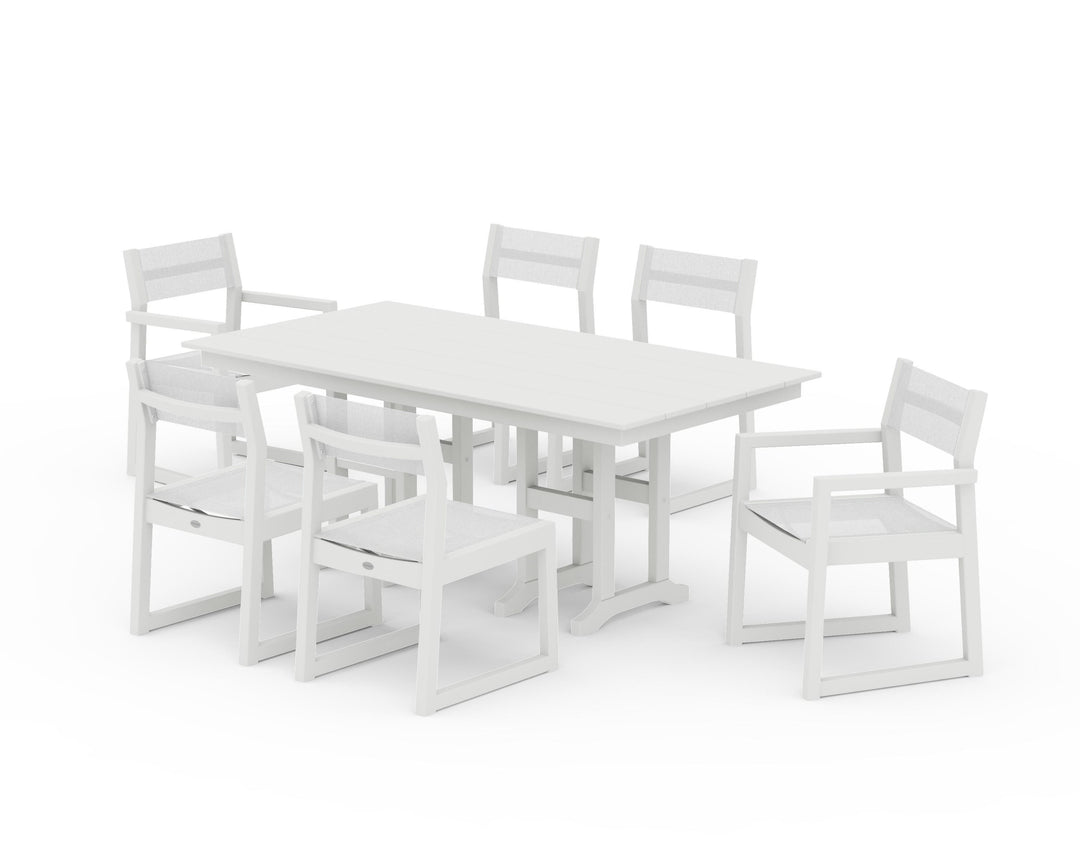 POLYWOOD® EDGE Sling 7-Piece Farmhouse Dining Set