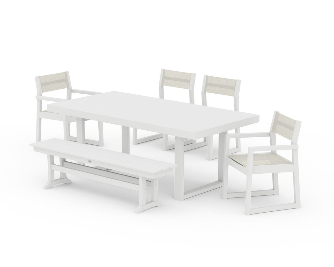 POLYWOOD® EDGE Sling 6-Piece Dining Set with Bench