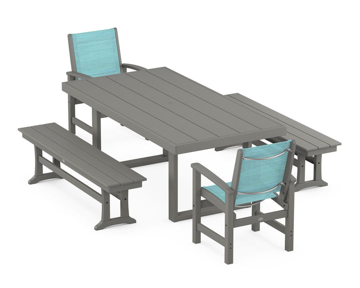 POLYWOOD® Coastal 5-Piece Dining Set with Trestle Legs
