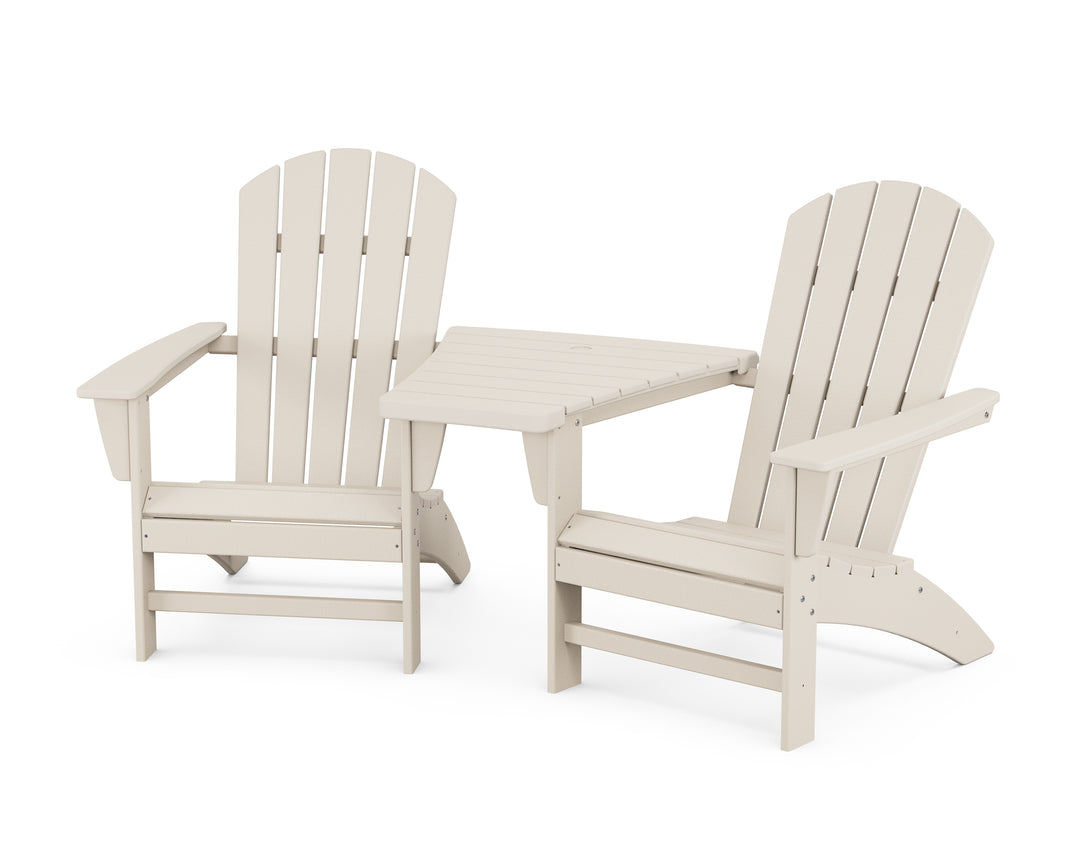 POLYWOOD® Nautical 3-Piece Adirondack Set with Angled Connecting Table