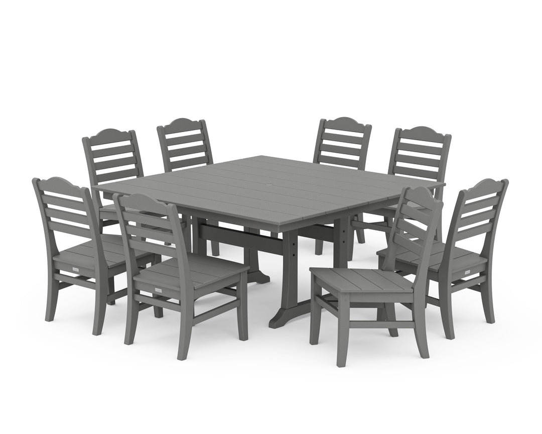 POLYWOOD® Savannah Side Chair 9-Piece Square Farmhouse Dining Set with Trestle Legs