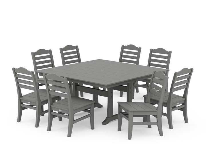 POLYWOOD® Savannah Side Chair 9-Piece Square Farmhouse Dining Set with Trestle Legs