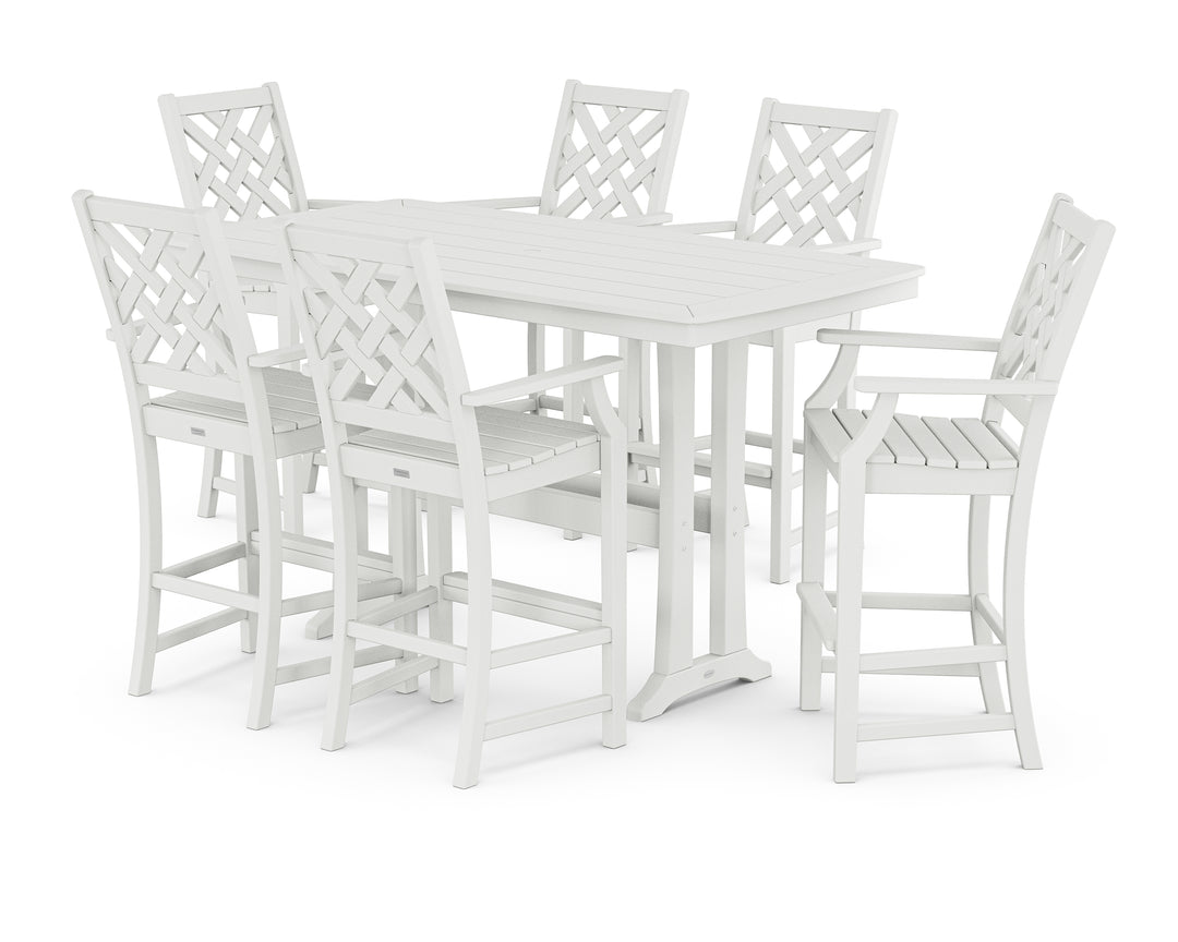 Country Living Wovendale Arm Chair 7-Piece Bar Set with Trestle Legs