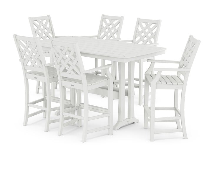 Country Living Wovendale Arm Chair 7-Piece Bar Set with Trestle Legs