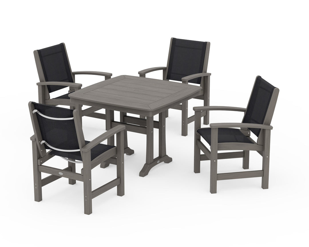 POLYWOOD® Coastal 5-Piece Dining Set with Trestle Legs