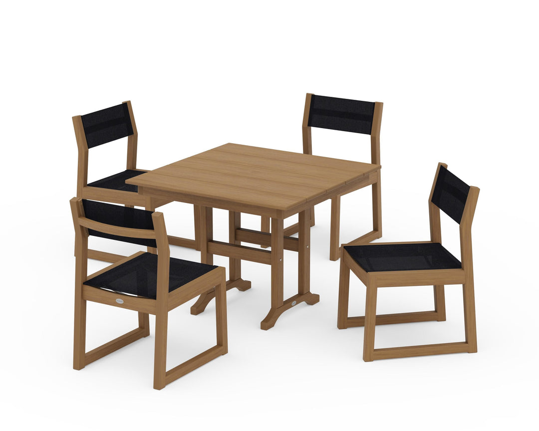 POLYWOOD® EDGE Sling Side Chair 5-Piece Farmhouse Dining Set