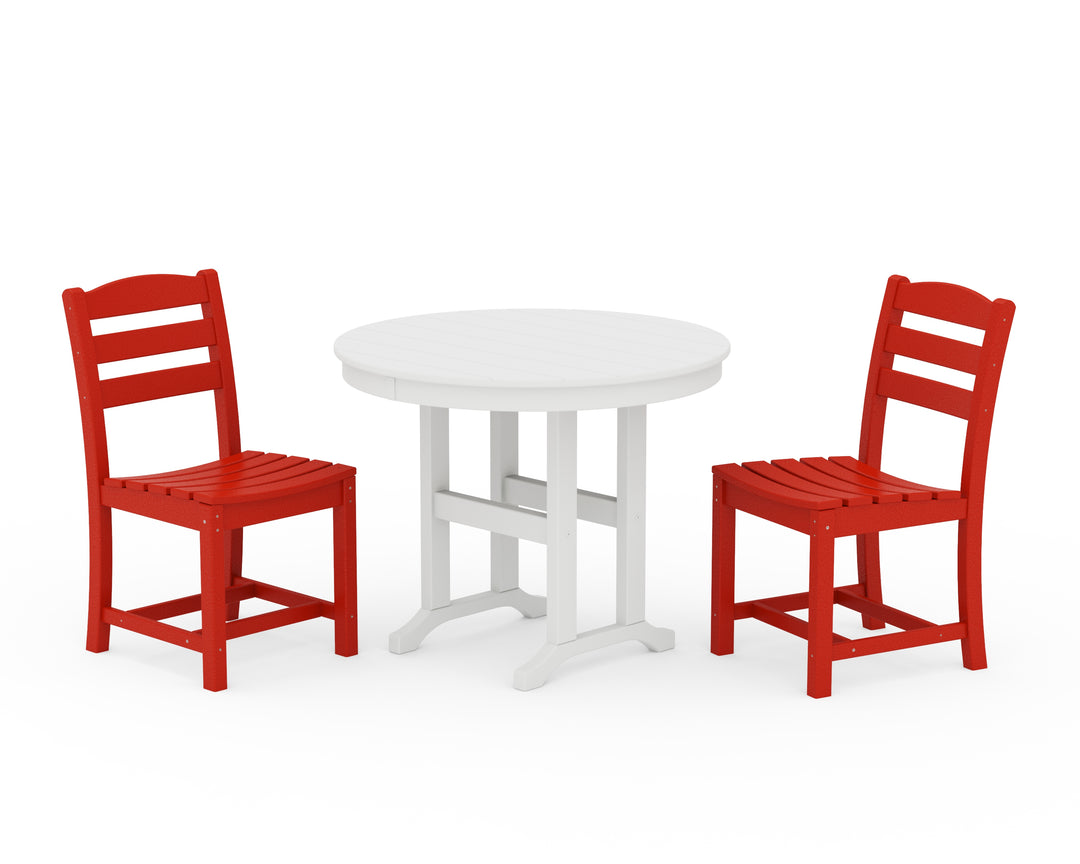 POLYWOOD® La Casa Café Side Chair 3-Piece Round Dining Set