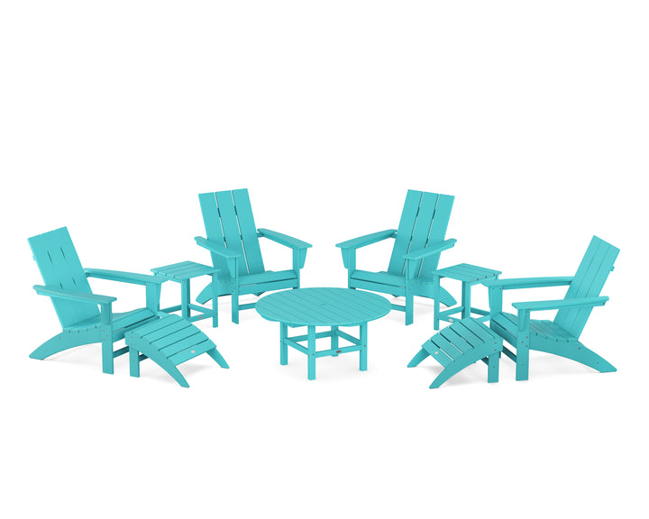 POLYWOOD® Modern Adirondack Chair 9-Piece Conversation Set