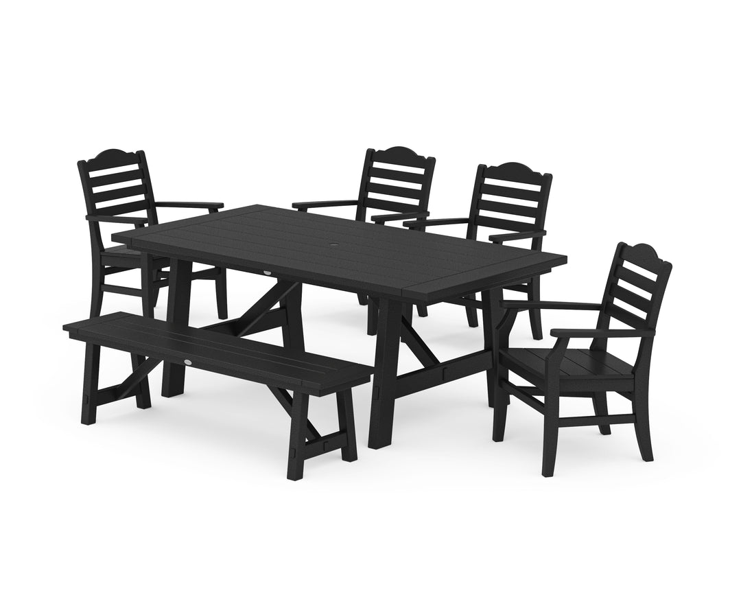 POLYWOOD® Savannah 6-Piece Rustic Farmhouse Dining Set with Bench