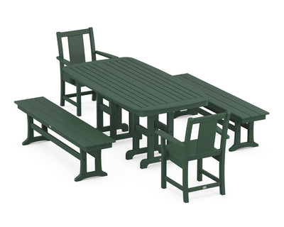 Prairie 5-Piece Dining Set with Benches