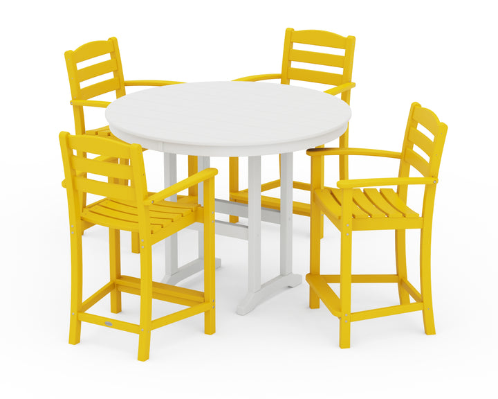POLYWOOD® La Casa Café 5-Piece Round Farmhouse Counter Set