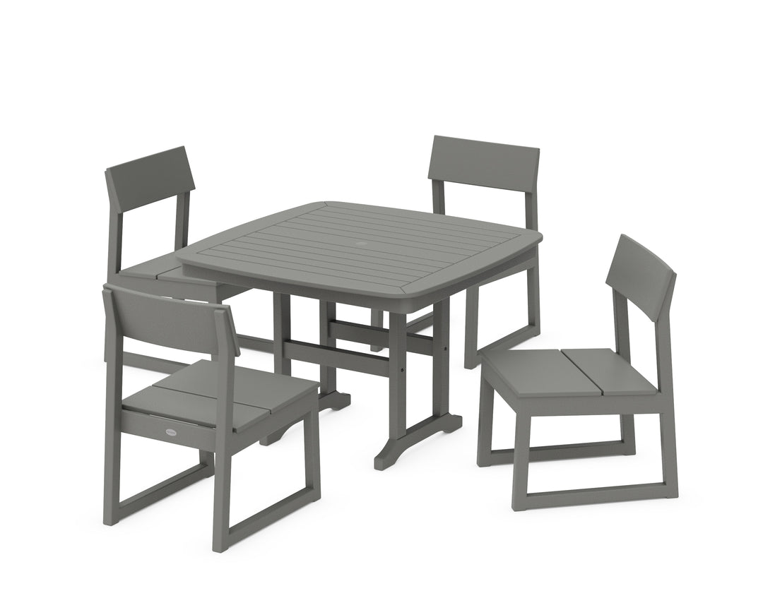 POLYWOOD® EDGE Side Chair 5-Piece Dining Set with Trestle Legs