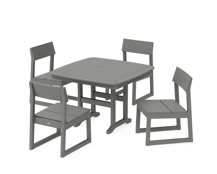POLYWOOD® EDGE Side Chair 5-Piece Dining Set with Trestle Legs