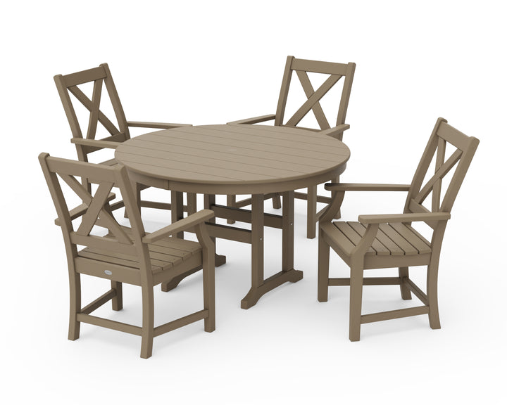 POLYWOOD® Braxton 5-Piece Round Farmhouse Dining Set