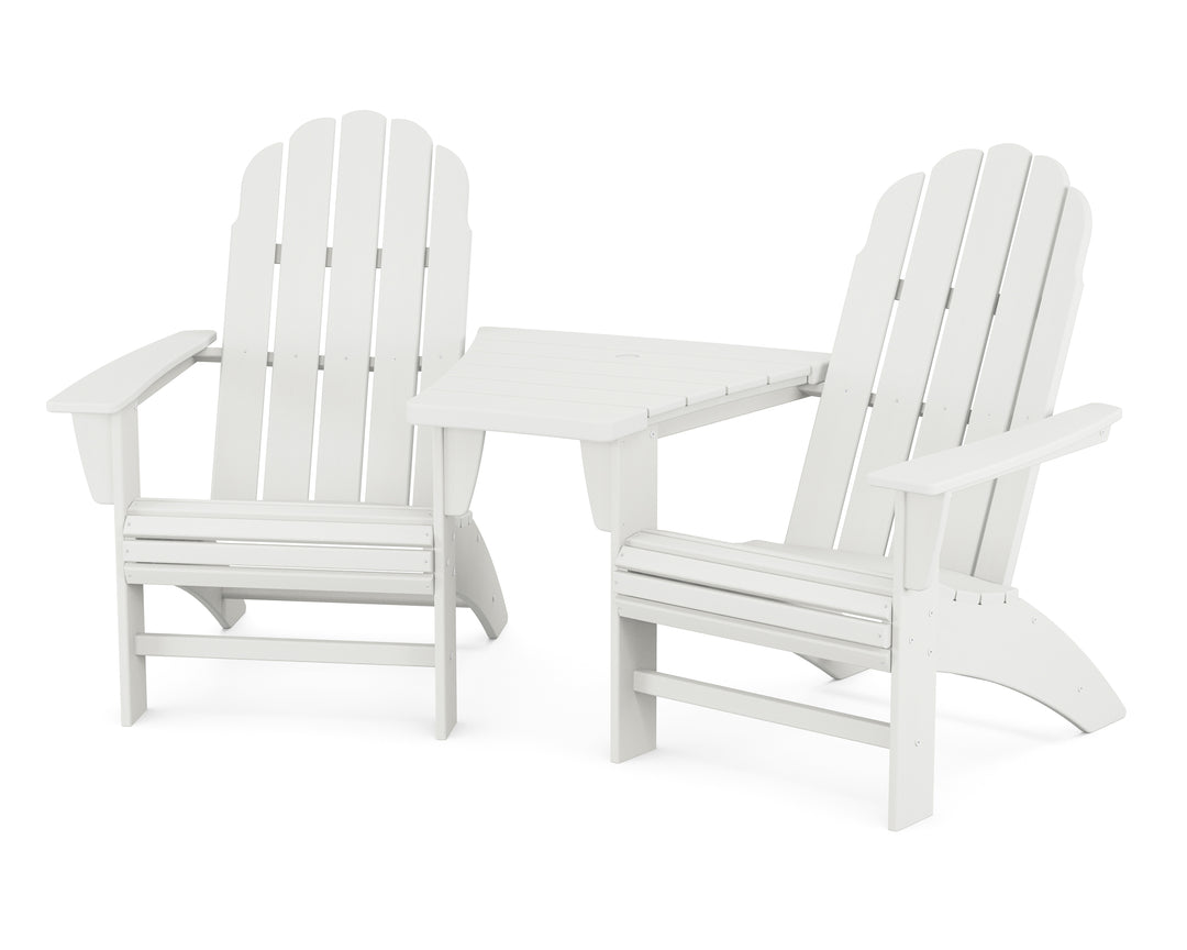 POLYWOOD® Vineyard 3-Piece Curveback Adirondack Set with Angled Connecting Table