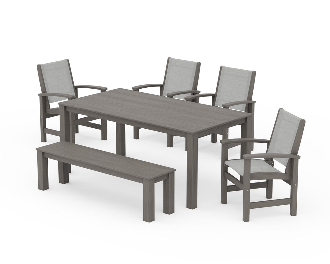 POLYWOOD® Coastal 6-Piece Parsons Dining Set with Bench