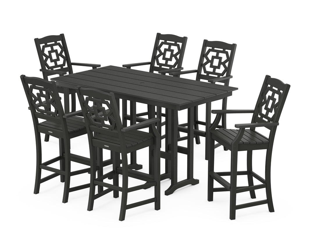 Martha Stewart by POLYWOOD® Chinoiserie Arm Chair 7-Piece Farmhouse Bar Set