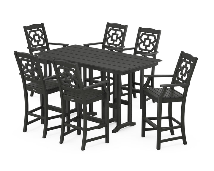 Martha Stewart by POLYWOOD® Chinoiserie Arm Chair 7-Piece Farmhouse Bar Set