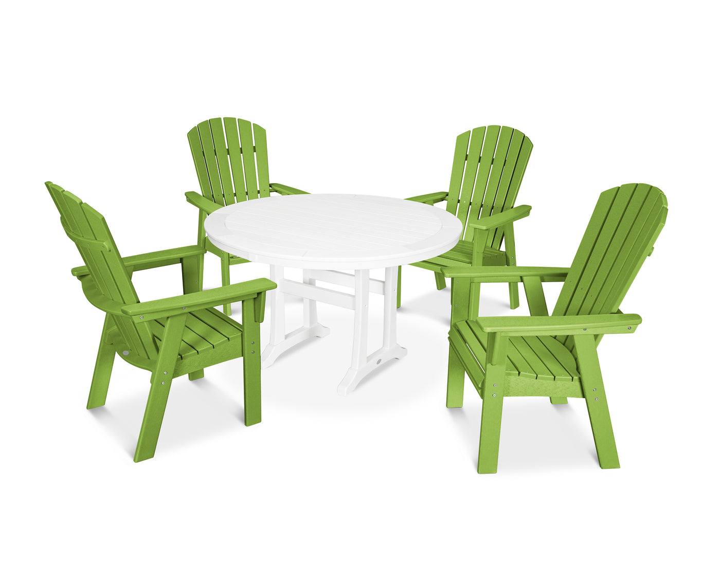 Nautical Curveback Adirondack 5-Piece Round Dining Set with Trestle Legs