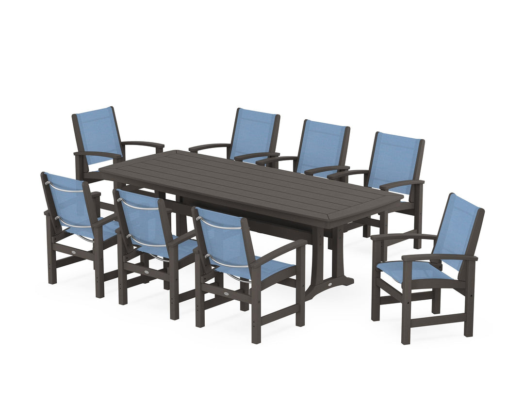 POLYWOOD® Coastal 9-Piece Dining Set with Trestle Legs