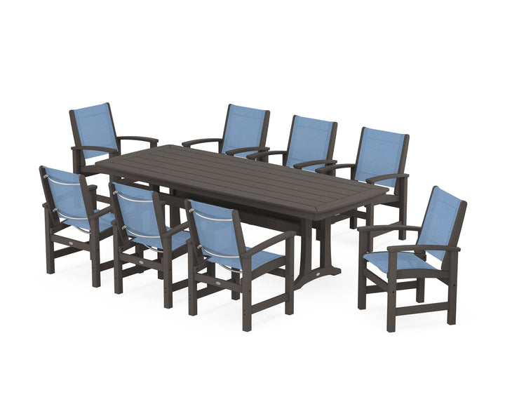 POLYWOOD® Coastal 9-Piece Dining Set with Trestle Legs