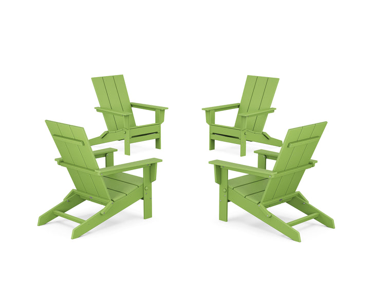 POLYWOOD® 4-Piece Modern Studio Folding Adirondack Chair Conversation Set