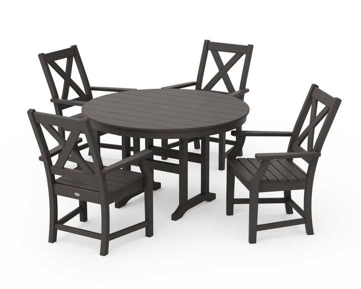 POLYWOOD® Braxton 5-Piece Round Farmhouse Dining Set