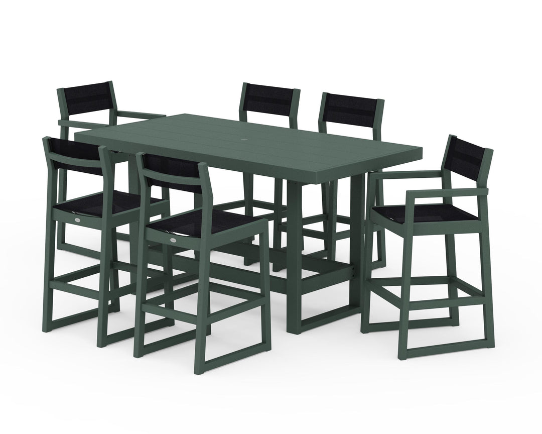 POLYWOOD® EDGE Sling 7-Piece Bar Table Set