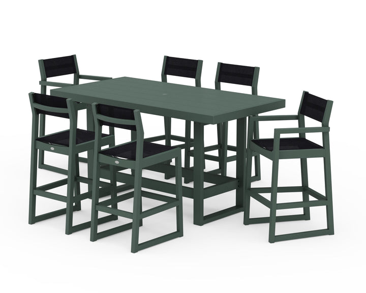 POLYWOOD® EDGE Sling 7-Piece Bar Table Set