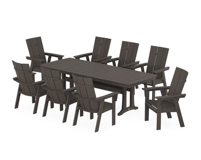 Modern Curveback Adirondack 9-Piece Dining Set with Trestle Legs